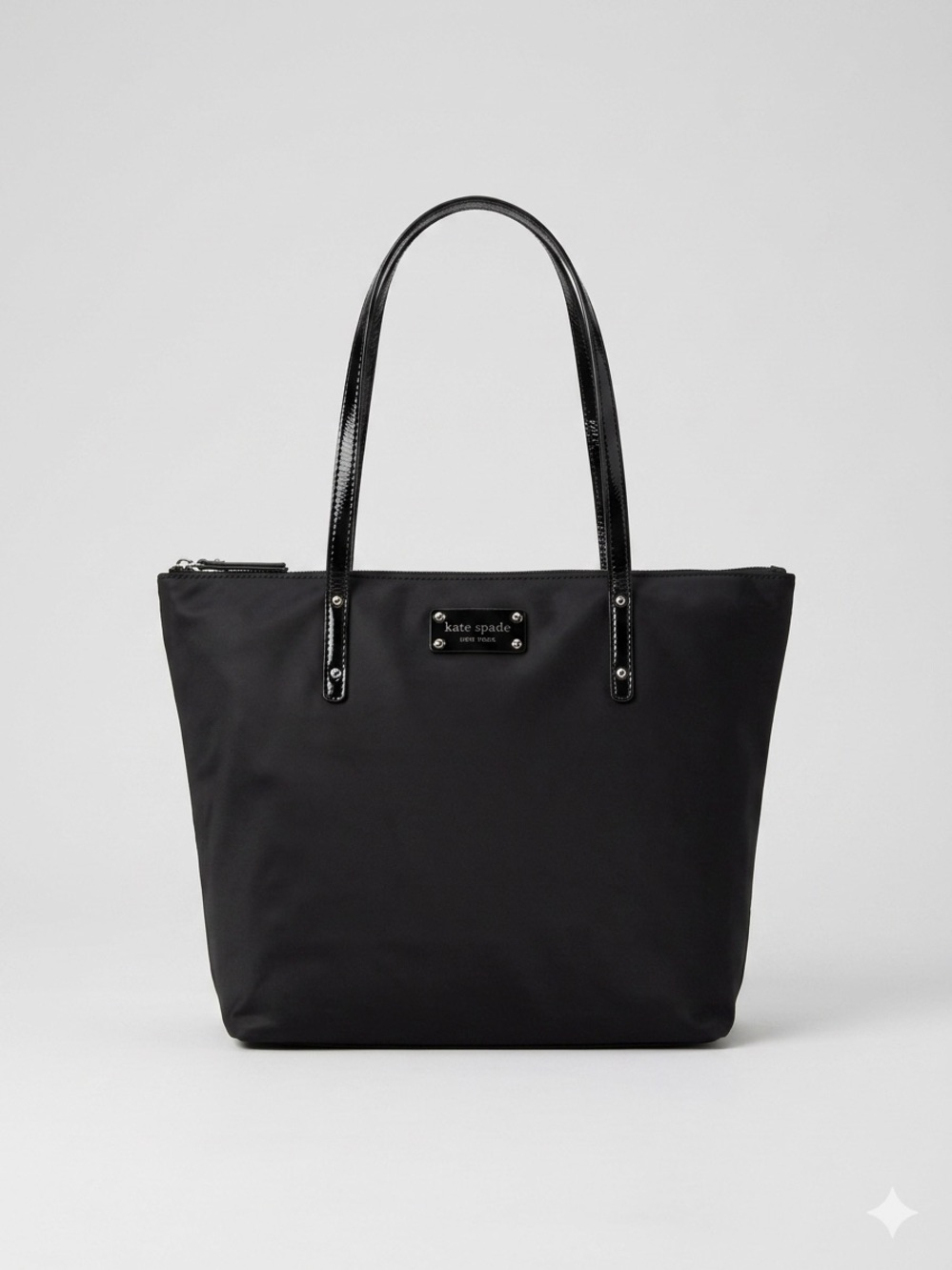 kate spade Black Nylon Tote with Patent Trim Handles